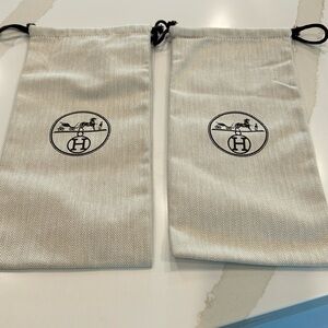 Hermes shoe bags. 14 inch by 6 inch set of 2 empty shoe bags